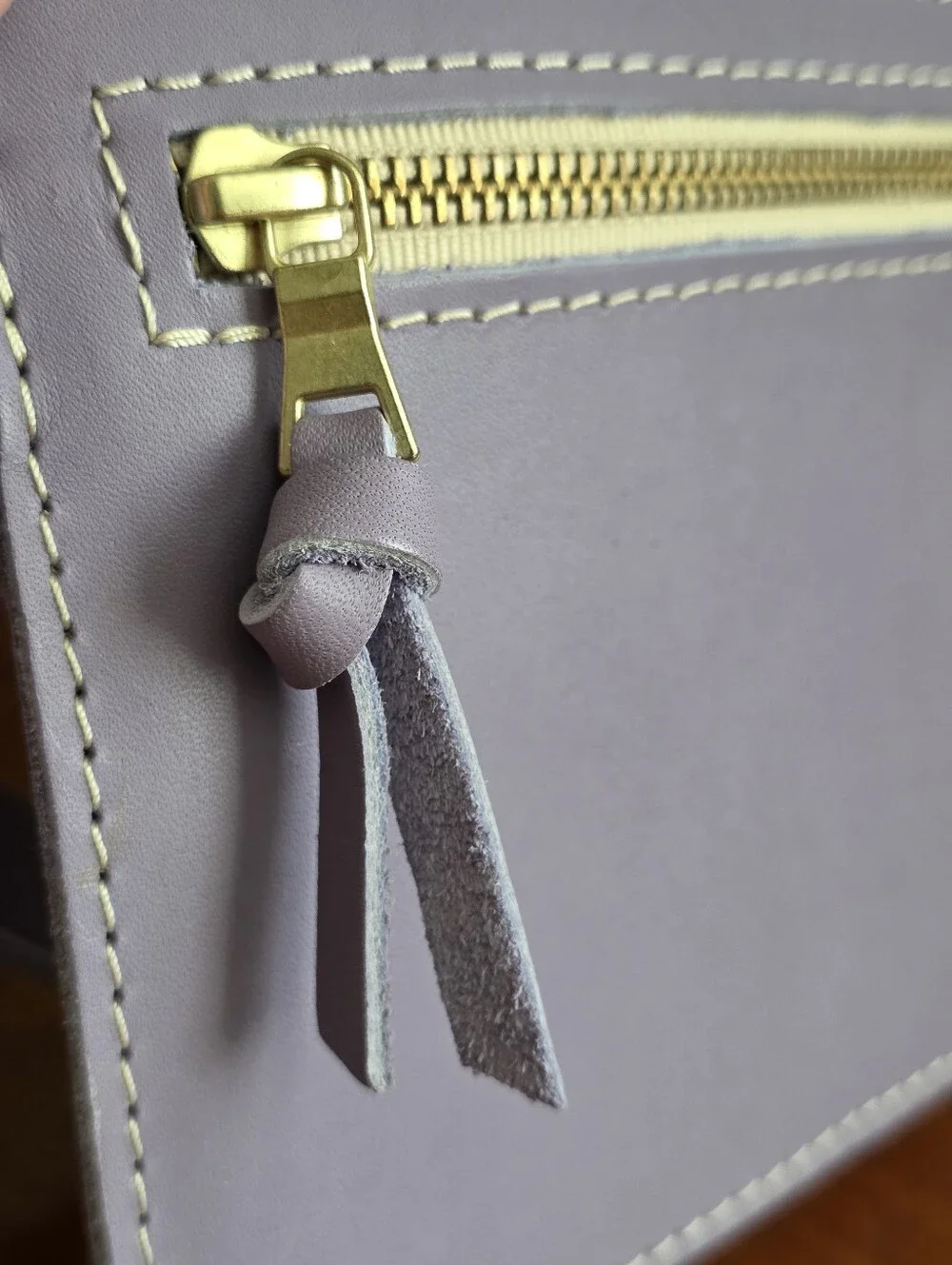Portland Leather Goods Adriana Pouch Lavender Purple Leather Wristlet Clutch